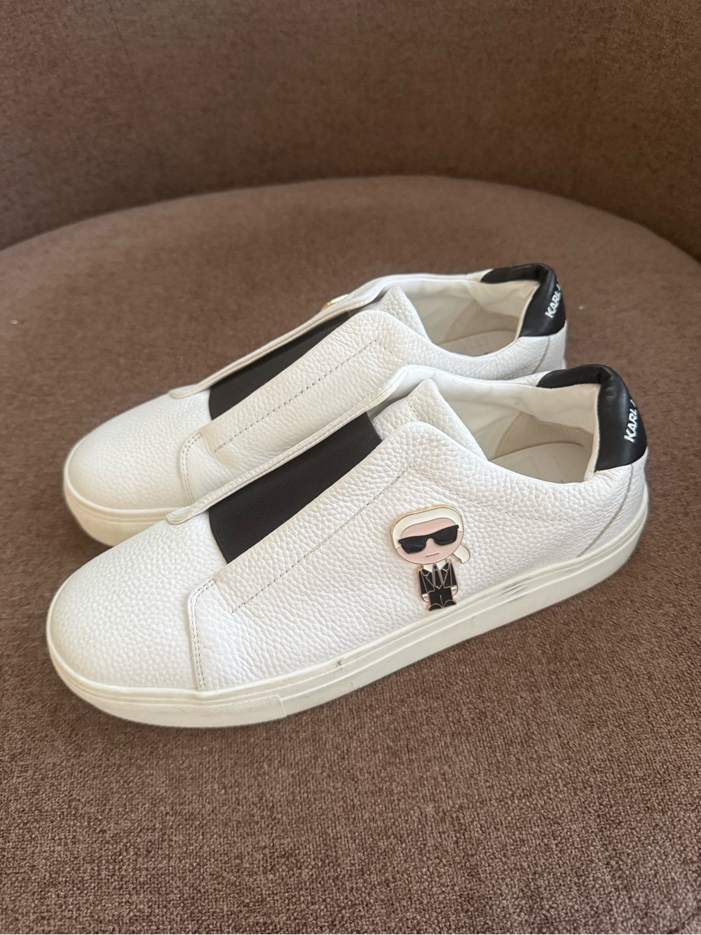 Karl Lagerfeld K/Ikonik White Black Slip-On Sneakers Size 9